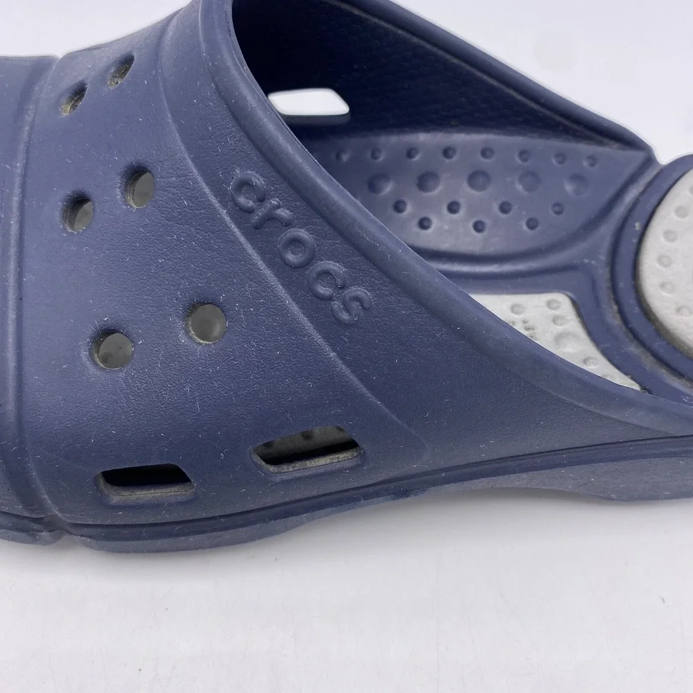 Crocs Sandals Mens 9 Slides Navy Gray Shoes Womens 11 Slip On Beach Pool